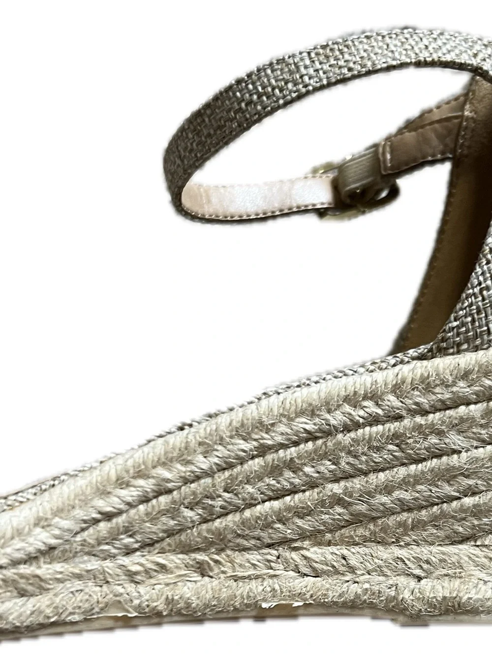 Talbots Natural Beige Woven Ankle-Strap Espadrilles